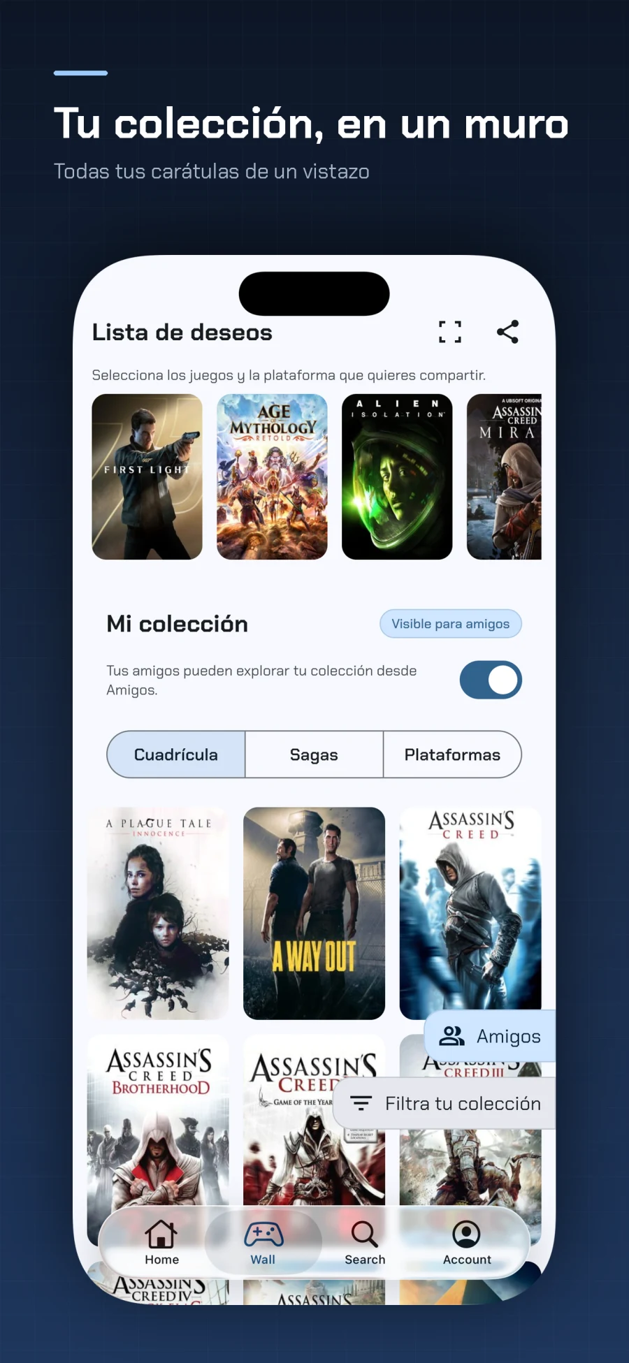 Colección de videojuegos en cuadrícula